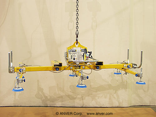 ANVER Battery Powered Vacuum Generator with Six Pad Lifting Frame and Fork Truck Pockets for Lifting & Handling Metal Sheet 10 ft x 6 ft (3.1 m x 1.8 m) up to 900 lbs (408 kg)